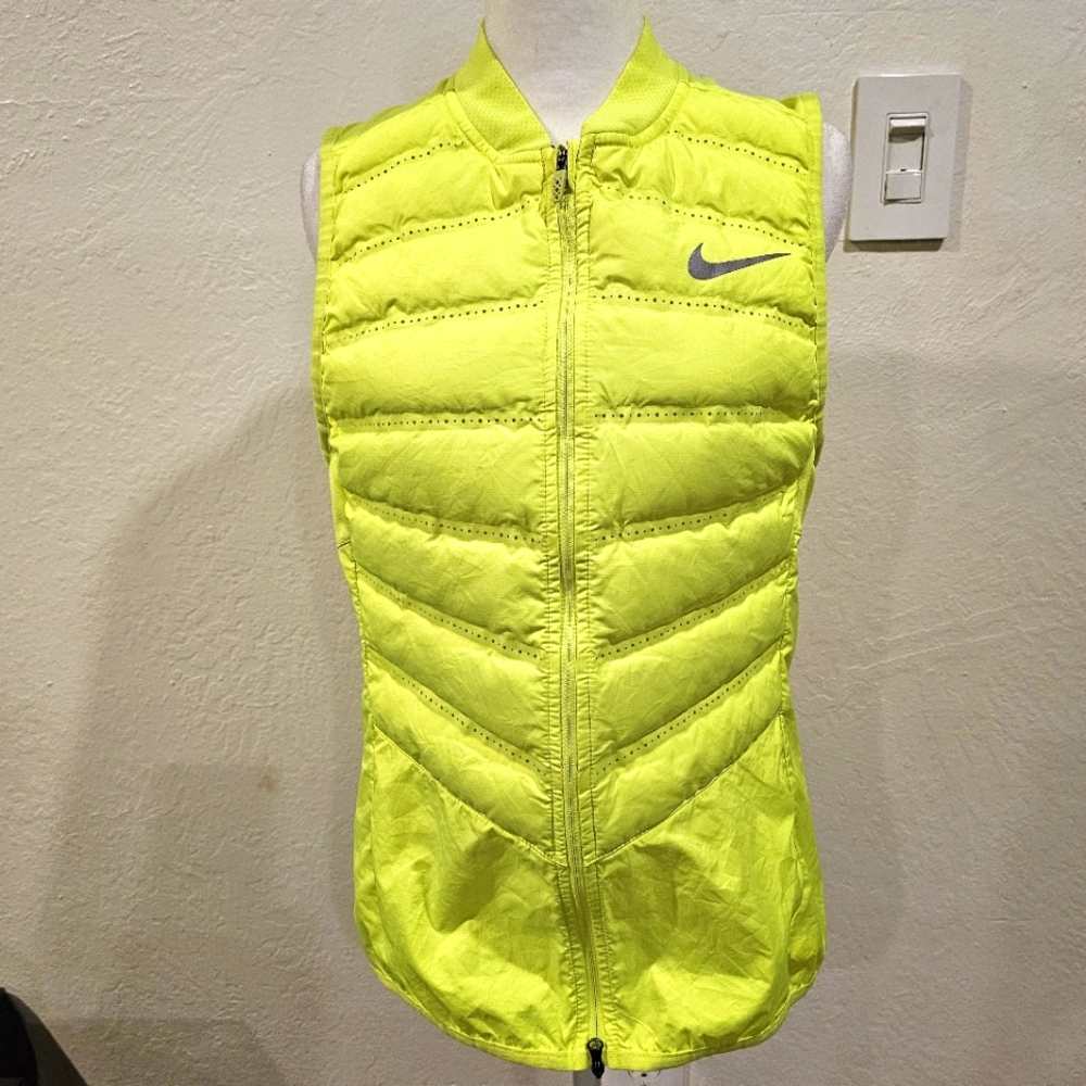 Nike Aeroloft 800 Men's Down Running Vest Volt Yellow Small EUC